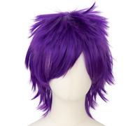 Yamel Anime Wig Dark Purple for Cosplay Party, Synthetic Layered Short Hair Wigs with Bangs, Pastel Wigs for Women Men Adult