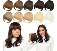 Yamel Bangs Hair Clip in Bangs Hair Extensions Synthetic Black Flat Bang with Temples Front Face Fringe Bangs Hair Pieces for Women