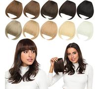 Yamel Bangs Hair Clip in Bangs Hair Extensions Synthetic Flat Bang with Temples Front Face Fringe Bangs Hair Pieces for Women Light Chestnut Brown