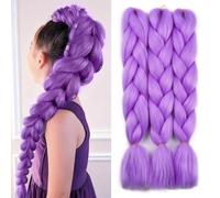 YAMEL Braiding Hair Extension,Kanekalon Braiding Hair for Braiding Crochet Twist Box Braids Hair 24Inch 3pcs Bright Purple Jumbo Braiding Hair