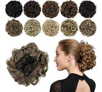 Yamel Chignon Hairpiece Curly Bun Scrunchie Extensions Synthetic Updo Combs in Messy Bun Hair Piece for Women Light Brown Ash Blonde Blend