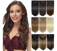 Yamel Clip in Real Human Hair Extensions 7 Piece 16 Clips Straight Hairpieces Thick Full Head Clip in Remy Hair Extension for Women 120gDark Blonde