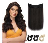 Yamel Invisible Wire Hair Extensions 20 Inch Darkest Brown Long Silky Straight Synthetic Hairpieces Secret Hair Extensions for Women
