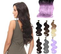 Yamel Ombre Weft Hair Extensions Sew in Weave Silky 1 Bundle Hair Weft 100 Grams Soft Straight Synthetic Hair Bundles 22 Inches Ombre Black to Light Purle