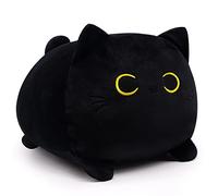 Yamepuia Black Cat Plush, Stuffed Animal Toy, Kawaii Cat Plushies Pillow, 3D Soft Cat Shape Design Lumbar Back Cushion Plush Stuffed Cat Doll Toy for Kids Birthday, Halloween Chirstmas