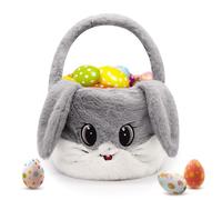 Yamepuia Easter Basket,Easter Baskets for Kids,Easter Grey Bunny Basket with Handle,Baby Gift Basket,Easter Egg Basket Gifts Rabbit Tote Bags Eggs Hunt for Boys,Girls,Toddler