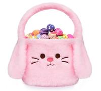 Yamepuia Easter Baskets - Easter Bunny Basket,Cute Easter Egg Hunt Baskets for Kids,Soft Pink Bunny Easter Egg Basket for Boys Girls,Easter Party Favor