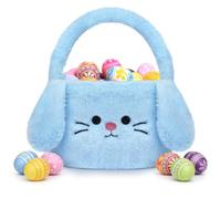 Yamepuia Easter Baskets for Kids,Bunny Easter Basket with Handle,Soft Blue Easter Egg Hunt Basket,Cute Bunny Gifts Baskets For Boys Girls Toddler