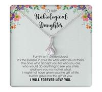 Yametee Personalized To My Bonus Daughter Necklace from Stepmom Stepdad I Will Always Love You Stepdaughter Jewelry Birthday Wedding Christmas Customized Message Card, Alluring Beauty, Cubic Zirconia