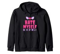 Yami Kawaii Hate Myself Pastel Goth Zip Hoodie