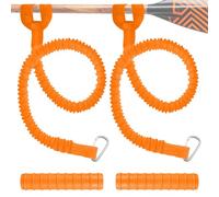 YAMI Kayak Paddle Leash and Grips Set, Stretchable Paddle Strap Anti-Loss Safety Leash with Carabiner, No-Slip Silicone Wraps Blister Prevention for SUP Kayaking Canoeing Paddle Boarding (Orange)