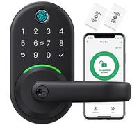 Yamiry YR01 RLA7 Smart Handle Keypad: Fingerprint Keyless Entry Front Digital WiFi Door Lock with APP-Genarate Passcode Remotely-DIY Installation, Black