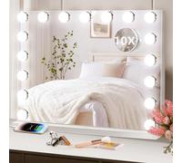 YAMISSI Hollywood Vanity Mirror with Lights, 70x55cm Lighted Makeup Mirror with 17 Dimmable LED Bulbs, USB Charging Port Touch Control, 3 Color Modes, Tabletop and Wall Mounted Hollywood Mirror