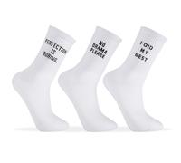 Yamitora 3 Pairs of Funny Socks Women Men 38-42 Sports Socks Cotton Socks Tennis Socks Non-Slip Socks Saying Casual Socks Hip Hop White Funny Socks Gifts for Men and Women, White, 38-42
