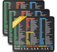 Yamjug 3 Pack Mouse Pads for Excel Word PowerPoint Windows Shortcuts, Extra Clear Excel Cheat Sheet Desk Pad with Stitched Edges, 10.2x8.3x0.12inch Portable Non-Slip Mousepad for Gaming Office Home