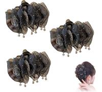 Yamloveme Fan Tassel Hair Claw Clip, Fluffy Tassel High Top Hair Volume Clip, 2025 Upgraded Vintage Court Style Barrette Pins, Thick to Thin Hair for Women(3 * 11cm)