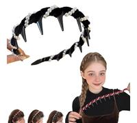 Yamloveme Pearl Hairband, Vintage High Cranium Artificial Pearl Hairband, Non Slip Elegant Black Headbands With Teeth, Suitable For Parties Or Daily Wear, For Women And Girls (Black)
