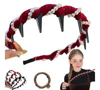 YamLoveme Story - Vintage High Cranium Artificial Pearl Hairband, High Cranial & Dual-Wea Design for All Head Shapes, Create Face-Shaping Look,Reliable Fit,Unbreakable No Matter How Bent (Burgundy, 1)
