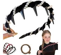 YamLoveme Story - Vintage High Cranium Artificial Pearl Hairband, High Cranial & Dual-Wea Design for All Head Shapes, Create Face-Shaping Look,Reliable Fit,Unbreakable No Matter How Bent (Black, 1)