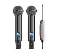 Yamnweo AD55 Wireless Microphone, Dual Handheld Dynamic Wireless Microphone, Rechargeable Wireless Dual UHF Microphone for Karaoke, DJ, Party, Lecture, Church, Use, PA Systems