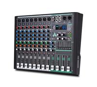 Yamnweo MIX-8 DJ Controller Mixer, DJ Audio Mixer 8-Channel Input with 99-bit DPS and 7-segment Equalizer Chip Bluetooth USB Recording and MP3 Playback for Stage, Bar, Studio