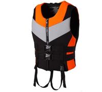 YAMNYSS Adult Life Vest, Adjustable with Across Strap Safety Jacket Swiming Aid Neoprene Buoyancy Vest for All Water Sports,Orange,S