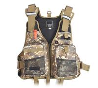 YAMNYSS Large Buoyancy Vest, Adult Fishing Swimming Kayak with Reflective & Cross Belt Adjustable Floatation Aid Life Jacket,Camouflage,One Size