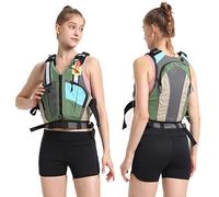 YAMNYSS Professional Life Jacket for Adults 100N Large Buoyancy Fishing Boating Kayak Swimming Vest with Reflective Strips,Green,XXL