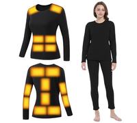 YAMNYSS Women Heated Underwear Shirt, 16 Heating Zones Electric Thermal Shirt with Independent Switch for Outdoor Sport,Black,XS