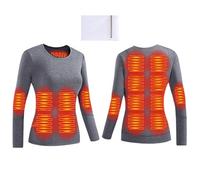 YAMNYSS Women's Heated Underwear Tops 16 Heating Zones Electric Thermal Baselayer Shirt for Outdoor Skiing Cycling Hiking,Gray,XS