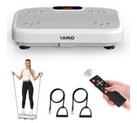 YAMO Vibration Plate Exercise Machine, Vibrating Plate for Lymphatic Drainage & Weight Loss, 5 Programs + 99 Intensity Levels, Vibration Power Plate with Resistance Bands