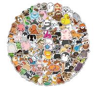 Yamobi 100 Pcs Cute Animal Stickers, Colorful Waterproof Animal Stickers, Cute Aesthetic Vinyl Stickers for Water Bottle, Laptop, Skateboard Stickers for Teens
