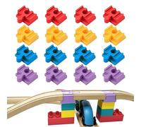 Yamobi 16 pcs Wooden Track Connector, Compatible with All Major Brands Woodens Train Track,Children's Day Birthday Gift for Boys Girls
