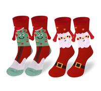 Yamobi 2 Pairs Funny Christmas Socks with Magnetic Hands Holding Hands Magnetic Christmas Socks for Holding Hands Cute Socks