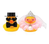 Yamobi 2pcs Rubber Ducks for Weddings, Bride and Groom, Rubber Ducks, Mini Couple Duck for Ceremony, Gift, Souvenir, Wedding Blessing, Elegant Heart-Warming Gift