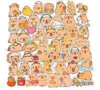 Yamobi 50 pieces waterproof Capybara stickers, Capybara decor, vinyl stickers for laptop, luggage, water bottle, helmet, travel sticker for children and adults