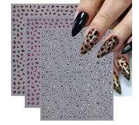 Yamobi Pack of 3 Leopard Nail Foils, UV Hardening Nail Art Stickers, Leopard Design Nail Stickers, Self-Adhesive Nail Foils for Manicure, Nail Decoration for Women