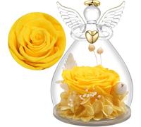 Yamonic Eternal Rose Gifts for Women,Preserved Real Rose in Glass Angel Figurine Gifts for Mum, Birthday Gifts for Her, for Mum, Wife Gifts,Preserved Rose Angel Gifts for Anniversary