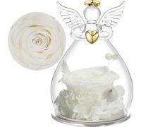 Yamonic Eternal Rose Gifts for Women,Preserved Real Rose in Glass Angel Figurine Gifts for Mum, Birthday Gifts for Her, for Mum, Wife Gifts,Preserved Rose Angel Gifts for Anniversary