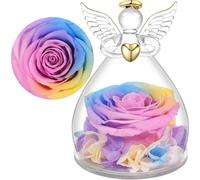 Yamonic Eternal Rose Gifts for Women,Preserved Real Rose in Glass Angel Figurine Gifts for Mum, Birthday Gifts for Her, for Mum, Wife Gifts,Preserved Rose Angel Gifts for Anniversary