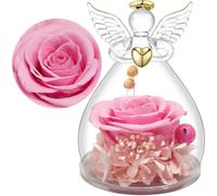 Yamonic Eternal Rose Gifts for Women,Preserved Real Rose in Glass Angel Figurine Gifts for Mum, Birthday Gifts for Her, for Mum, Wife Gifts,Preserved Rose Angel Gifts for Anniversary