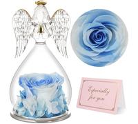 Yamonic Preserved Real Rose Gifts for Women, Forever Rose in Glass Angel Figurine, Eternal Rose Gifts for Her,Birthday Gifts for Mum Grandma Wife,Preserved Rose Angel Gift for Women on Christmas
