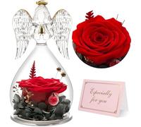 Yamonic Preserved Real Rose Gifts for Women, Forever Rose in Glass Angel Figurine, Eternal Rose Gifts for Her,Birthday Gifts for Mum Grandma Wife,Preserved Rose Angel Gift for Women on Christmas