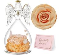 Yamonic Preserved Real Rose Gifts for Women, Forever Rose in Glass Angel Figurine, Eternal Rose Gifts for Her,Birthday Gifts for Mum Grandma Wife,Preserved Rose Angel Gift for Women on Christmas