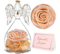 Yamonic Preserved Real Rose Gifts for Women, Forever Rose in Glass Angel Figurine, Eternal Rose Gifts for Her,Birthday Gifts for Mum Grandma Wife,Preserved Rose Angel Gift for Women on Christmas