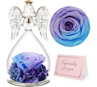 Yamonic Preserved Real Rose Gifts for Women, Forever Rose in Glass Angel Figurine, Eternal Rose Gifts for Her,Birthday Gifts for Mum Grandma Wife,Preserved Rose Angel Gift for Women on Christmas