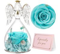 Yamonic Preserved Real Rose Gifts for Women, Forever Rose in Glass Angel Figurine, Eternal Rose Gifts for Her,Birthday Gifts for Mum Grandma Wife,Preserved Rose Angel Gift for Women on Christmas
