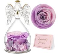 Yamonic Preserved Real Rose Gifts for Women, Forever Rose in Glass Angel Figurine, Eternal Rose Gifts for Her,Birthday Gifts for Mum Grandma Wife,Preserved Rose Angel Gift for Women on Christmas
