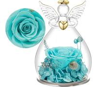 Yamonic Preserved Real Rose in Glass Angel Gift for Women,Eternal Rose