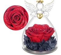 Yamonic Preserved Real Rose in Glass Angel Gift for Women,Eternal Rose